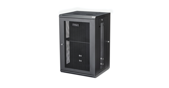 Startech 18U 19" Wandmonteerbaar Netwerk Cabinet, Diepte 40cm (16"), Afsluitbaar IT Rack voor Netwerk Switch/Apparatuur, Geventileerd Data Rack met Schap & Zijpanelen, Voorgemonteerd