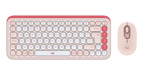 Logitech POP Icon Combo toetsenbord Inclusief muis Universeel Bluetooth QWERTY US International Roze, Wit