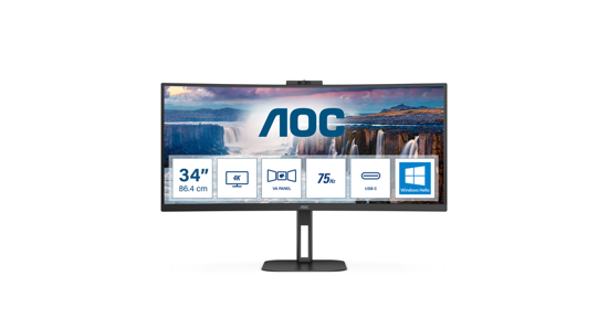 AOC V5 CU34V5CW/BK LED display 86,4 cm (34") 3440 x 1440 Pixels Wide Quad HD Zwart