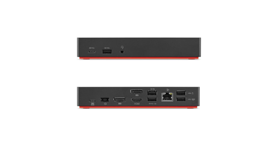 Lenovo 40AF0135EU laptop dock & poortreplicator Docking USB 3.2 Gen 1 (3.1 Gen 1) Type-A + Type-C Houtskool, Rood