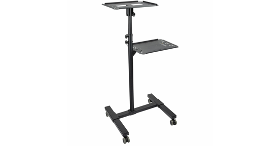 Startech Beamertafel - Stevige Verrijdbare Laptop en Projectietafel (2x 10kg/schap) - Presentatiewagen/Computer Trolley/AV Projector Stand - In Hoogte Verstelbaar / Zwenkwielen met Rem