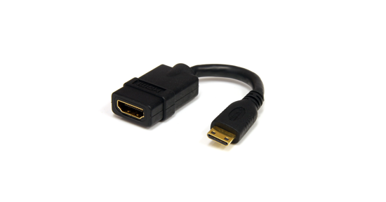 Startech 12,5cm Mini HDMI naar HDMI Adapter, 4K High Speed HDMI Adapter, 4K 30Hz Ultra HD High Speed HDMI Adapter, HDMI 1.4, Vergulde Connectors, UHD Mini HDMI Adapter 4K, Zwart