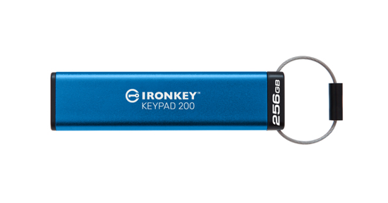 Kingston IronKey 256GB Keypad 200, FIPS 140-3 Lvl 3 (aangevraagd) AES-256 versleuteld