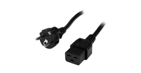 Startech 2m Computer Stroomkabel, 16AWG, EU Schuko naar C19, 16A 250V, Zwart, AC Vervangkabel, Printer Voedingskabel, PC Power Supply Kabel, TV/Monitor Electriciteitssnoer, UL-Listed