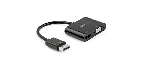 Startech DisplayPort naar HDMI VGA Adapter, DisplayPort 1.2 HBR2 naar HDMI 2.0 (4K 60Hz) of VGA 1080p Converter Dongle, DP naar HDMI of VGA Monitor Adapter, Digital Video Display Adapter