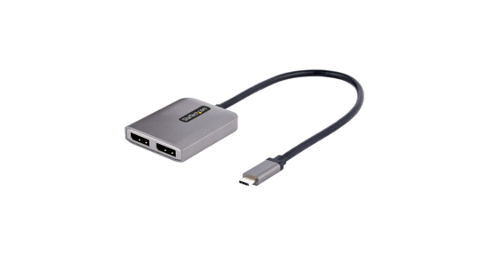 Startech 2-Port USB-C MST Hub - USB Type-C naar 2x DisplayPort Multi-Monitor Adapter voor Laptops - Dual-DP tot 4K 60Hz met DP 1.4 Alt Mode & DSC - HDR - 30cm Kabel - Uitsluitend Windows