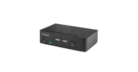 Startech 2-Port DisplayPort KVM Switch, 8K 60Hz / 4K 144Hz, Single Display, DP 1.4, 2x USB 3.0 Ports, 4x USB 2.0 HID Ports, Drukknop & Hotkey Schakelaar, TAA Compliant, OS Onafhankelijk, Metalen Behuizing