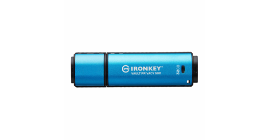 Kingston IronKey VP50 USB flash drive 32 GB USB Type-C 3.2 Gen 1 (3.1 Gen 1) Zwart, Blauw