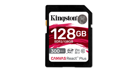 Kingston 128GB Canvas React Plus SDHC UHS-II 300R/260W U3 V90 voor Full HD/4K/8K