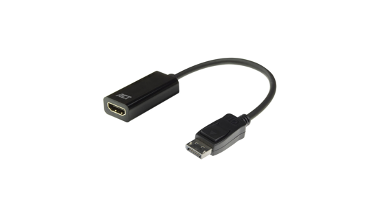 ACT AC7555 video kabel adapter 0,15 m DisplayPort HDMI Type A (Standaard) Zwart