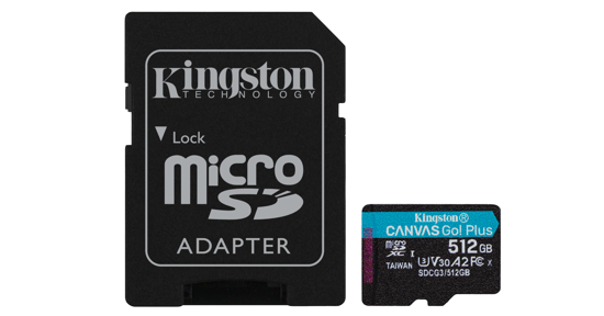 Kingston 512GB microSDXC Canvas Go Plus 170R A2 U3 V30 kaart + ADP