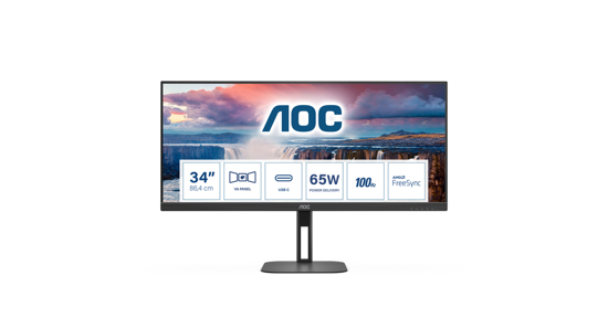 AOC V5 U34V5C/BK computer monitor 86,4 cm (34") 3440 x 1440 Pixels UltraWide Quad HD LCD Zwart