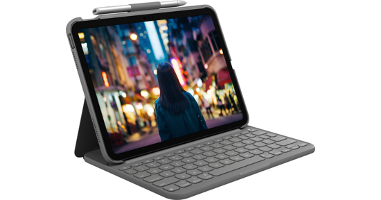 Logitech Slim Folio Grijs Bluetooth QWERTZ Duits