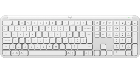 Logitech K950 Signature Slim toetsenbord Kantoor RF-draadloos + Bluetooth QWERTY US International Wit