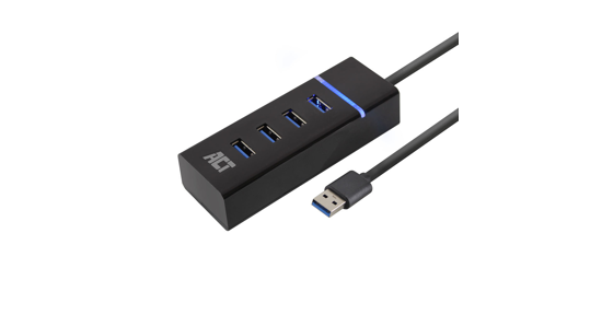 ACT AC6300 interface hub USB 3.2 Gen 1 (3.1 Gen 1) Type-A 5000 Mbit/s Zwart