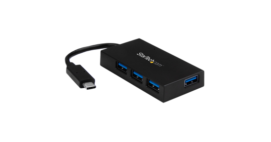 Startech 4 Port USB-C Hub, USB Type-C Hub met 4x USB-A (USB 3.0 SuperSpeed 5Gbps), USB Bus of Self Powered, Draagbare USB-C naar USB-A BC 1.2 Lader Hub met Power Adapter