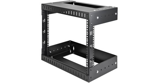 Startech 8U 19" Wandmonteerbaar Netwerk Rack, Verstelbare Diepte 30 tot 51cm, 2 Post Open Frame Rack voor Switch/Data/AV/IT/Communicatie Apparatuur met Kooimoeren & Schroeven