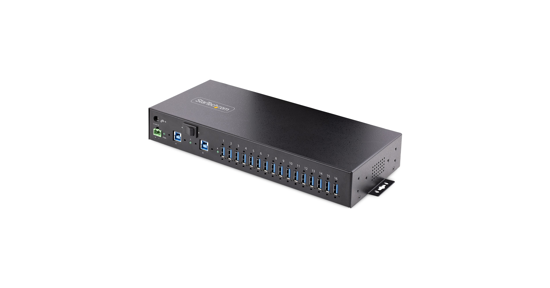 Startech 16-Port Industrial USB 3.0 Hub, 5Gbps, Staal, DIN/Wand/Rack Monteerbaar, ESD Beveiliging, Terminal Block Voeding, Tot 120W Gedeelde USB Charging, Dual-Host Hub/Switch