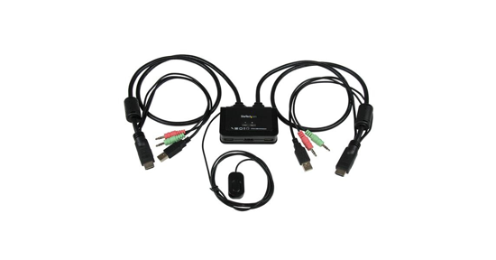 Startech 2-poorts USB HDMI-kabel KVM-switch met audio en remote switch met USB-voeding