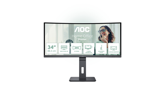 AOC CU34P3CV computer monitor 86,4 cm (34") 3440 x 1440 Pixels UltraWide Quad HD LED Zwart