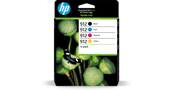 HP 912 4-pack originele inktcartridges, cyaan/magenta/geel