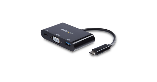 Startech USB-C naar VGA multifunctionele adapter met Power Delivery en USB-A poort