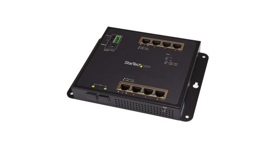 Startech 8 poorts PoE+ Gigabit ethernet switch met 2 SFP connecties managed wandmonteerbaar met toegang voorzijde