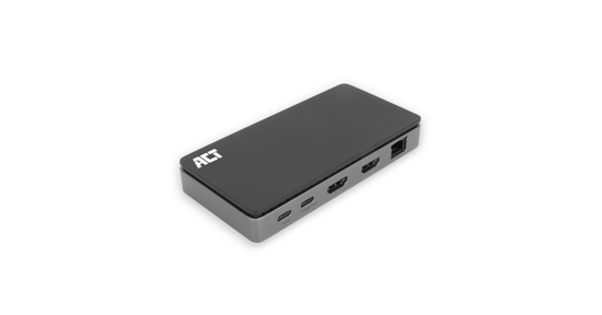 ACT USB-C 4K MST dockingstation voor 2 HDMI-monitoren, Ethernet, USB-C, 3x USB-A, PD passthrough en 1 meter lange afneembare USB-C-kabel