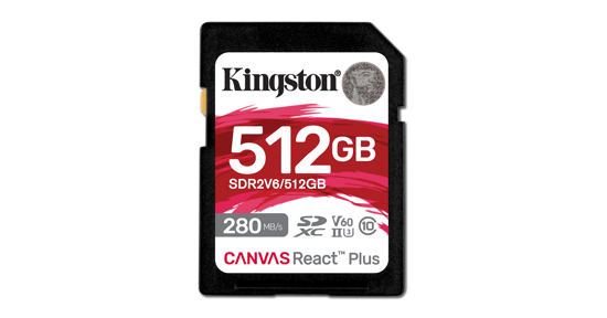 Kingston 512GB Canvas React Plus SDXC UHS-II 280R/150W U3 V60 voor Full HD/4K