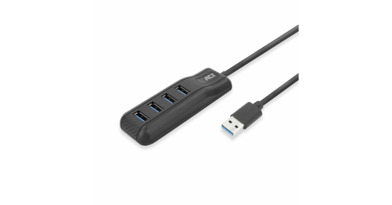 ACT AC6320 interface hub USB 3.2 Gen 1 (3.1 Gen 1) Type-A 5000 Mbit/s Zwart