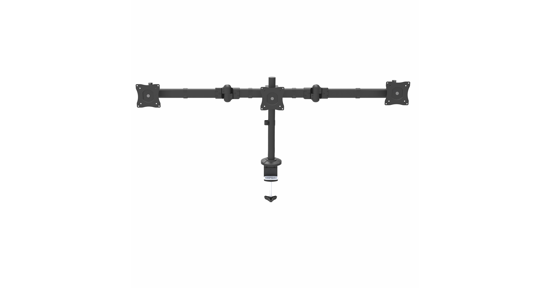 Startech Triple Monitor Arm, Ergonomische VESA Monitor Beugel voor 3 Schermen tot 27", Scharnierend en in Hoogte Verstelbaar langs Verticale Arm, Kantelen/Zwenken/Roteren, Bureauklem/Doorvoertule