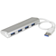 Startech 4 Poorts draagbare compacte USB 3.0 hub met geïntegreerde kabel - 5Gbps - aluminium