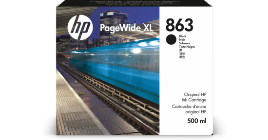 HP 863 500 ml inktcartridge voor PageWide XL, zwart