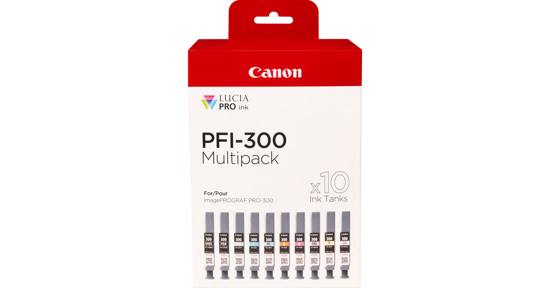 Canon PFI-300 inktcartridge 10 stuk(s) Origineel Zwart, Blauw, Cyaan, Grijs, Magenta, Foto zwart, Foto magenta, Rood, Geel