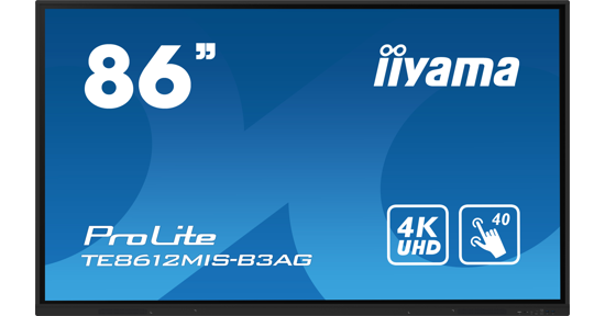 iiyama TE8612MIS-B3AG beeldkrant Kiosk-ontwerp 2,18 m (86") LCD Wifi 400 cd/m² 4K Ultra HD Zwart Touchscreen Type processor Android 11 24/7