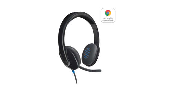 Logitech H540 USB Computer Headset Met high-definition geluid en knoppen op het oorstuk