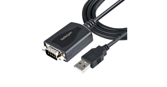 Startech 1m USB Serial Converter Kabel, USB naar Serieel met COM Poort Retention, DB9 Male RS232 naar USB, USB naar Serial Adapter voor PLC/Printer/Scanner, Prolific Chipset, Windows/Mac