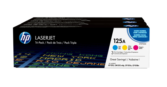 HP 125A originele cyaan/magenta/gele LaserJet tonercartridge, 3-pack