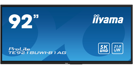 iiyama TE9218UWI-B1AG beeldkrant Interactief flatscreen 2,32 m (91.5") LED Wifi 500 cd/m² 5K Ultra HD Zwart Touchscreen Type processor Android 16/7