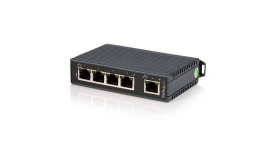 Startech 5-poorts industriële Ethernet-switch op een DIN-rail monteerbaar