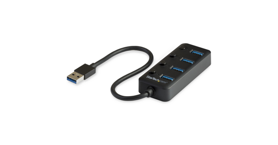 Startech 4 Port USB 3.0 Hub - USB-A naar 4x USB 3.0 Type-A met 1x On/Off Switch per Poort - SuperSpeed USB 3.2 Gen 1 (5Gbps) - USB Bus Powered - Compact - 25cm Kabel