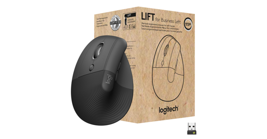 Logitech Lift for Business muis Linkshandig RF-draadloos + Bluetooth Optisch 4000 DPI