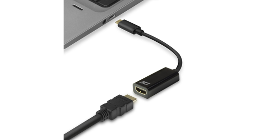 ACT AC7305 video kabel adapter 0,15 m USB Type-C HDMI Type A (Standaard) Zwart