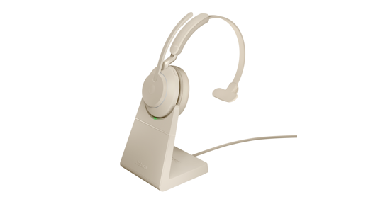 Jabra Evolve2 65, UC Mono Headset Draadloos Hoofdband Kantoor/callcenter USB Type-A Bluetooth Beige