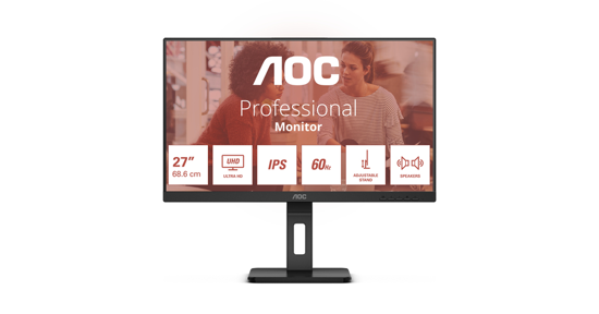 AOC E3 U27E3UF computer monitor 68,6 cm (27") 3840 x 2160 Pixels 4K Ultra HD LED Zwart