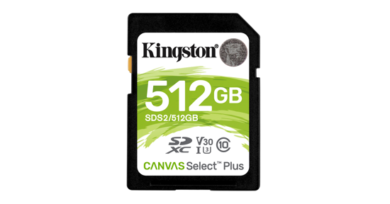 Kingston 512GB SDXC Canvas Select Plus 100R C10 UHS-I U3 V30