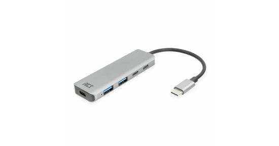 ACT AC7072 interface hub USB 3.2 Gen 1 (3.1 Gen 1) Type-C 5000 Mbit/s Zwart, Grijs