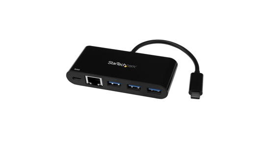 Startech USB-C naar Ethernet adapter met 3 poorts USB 3.0 hub en Power Delivery