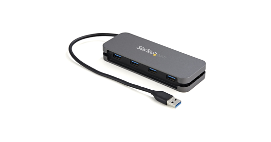 Startech 4 Port USB 3.0 Hub - USB-A naar 4x USB-A - SuperSpeed 5Gbps Mini USB 3.2 Gen 1 Type-A Hub - USB Busgevoed - Laptop/Desktop USB Hub met lange 28cm kabel & Kabelmanagement