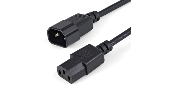 Startech 1m Stroom Verlengkabel, C14 naar C13 Voedingskabel, 10A 125V, 18AWG, Computer Stroomkabel, IEC-320-C14 naar IEC-320-C13 AC Verlengkabel voor Netvoeding, UL-Listed